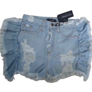 GJG ruffle denim shorts